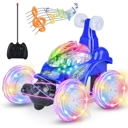 Remote Control Stunt_ Running and Lighting Car For Children with Rotating Wheels...